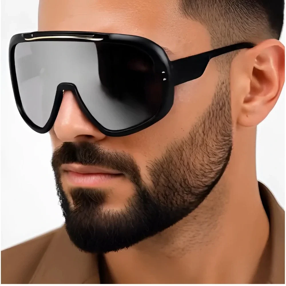Mens Oversized Sun Glasses Huge Visor Big Mirror Shield Half Face Large Mask New